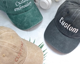 Custom Embroidery Washed Hat,Custom Embroidered Cap,Personalized Text Baseball Cap,Bachelorette Hats,Monogram Caps Gift For Her