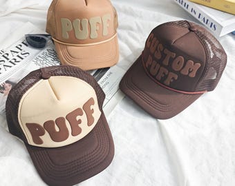Custom Puff Print Hat,Custom Foam Hat,Custom Puff Trucker Hat,Puff Print Team Name Hat,High Crown Hat,3D Puff Print Hat