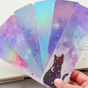 Holographic Space Bookmark Set | Book Lover Gift | Durable Page Marker | Bookish Stationary | Holographic BookMark