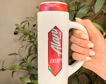 3D Printed Slim Can Holder with Handle, Insulated Grip for 12oz Energy Drinks