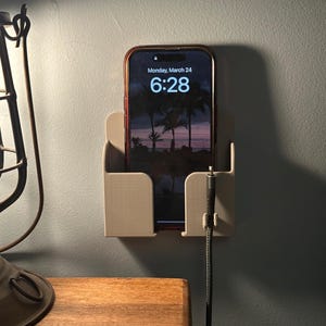 ケーブルフック付き壁掛け電話ホルダー