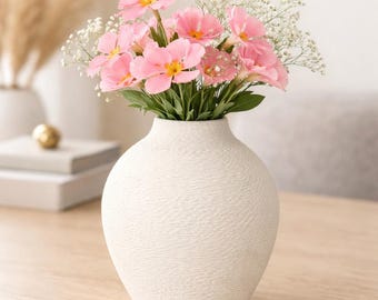 Minimalist Textured Vase – 3D Printed Modern Home Decor,Decorative Flower Vase