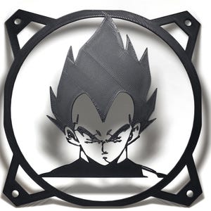 DBZ Vegeta PC Fan Grill Cover | Matte PLA | 120mm & 140mm | Schwarz oder Weiß