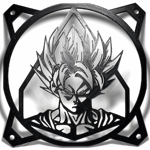 DBZ Goku PC Fan Grill Abdeckung | Matte PLA | 120mm & 140mm | Schwarz oder Weiß