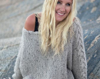 KNITTING PATTERN - River Braid Sweater - English Written Pattern for Cable Knit Sweater  - One Size - Direct Download PDF