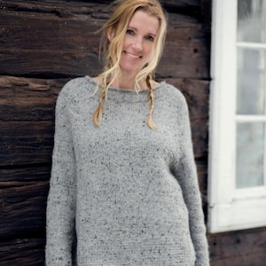 KNITTING PATTERN - Raglan Tweed Sweater - English Written Pattern - One Size - Direct Download PDF