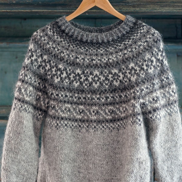 Knitting Pattern - Steinkriger in Greys - Beautiful Norwegian Sweater  - Instant Digital PDF Download