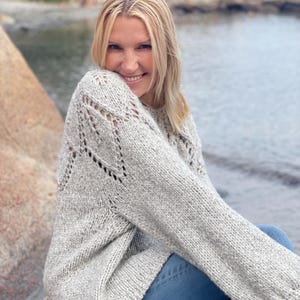 Linnea - Lace Yoke Sweater Knitting Pattern – Top-Down Pullover - Digital PDF
