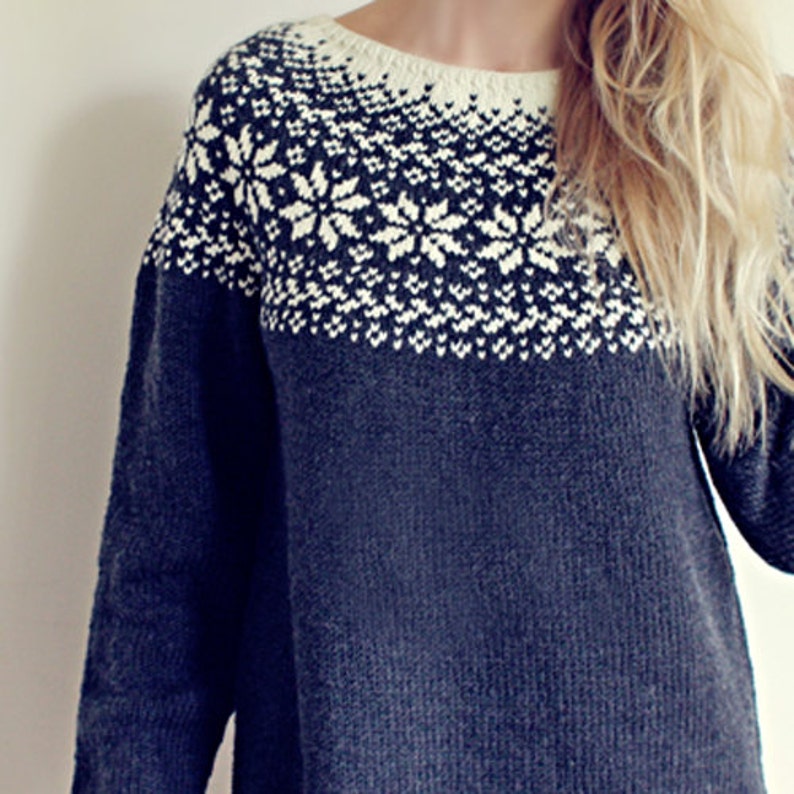 Knitting Pattern Beautiful Norwegian Sweater Loose Fit Etsy