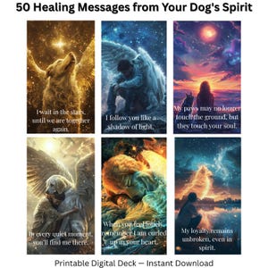 Regalo commemorativo per cani, regalo per la perdita di un animale domestico, biglietti di condoglianze per il dolore del cane, biglietti di conforto spirituale per animali domestici, messaggi di guarigione per cani con angeli, download digitale