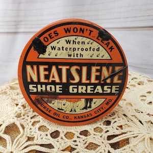 Vintage Neatslene shoe boot grease tin