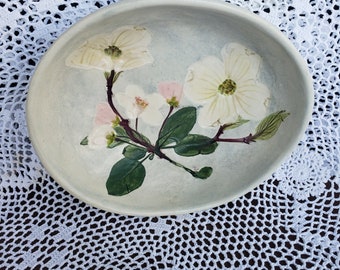 Vintage Salt Marsh Pottery Apple Blossom Dogwood  hanging bowl