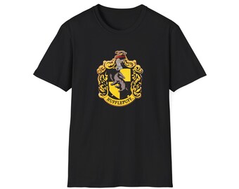 Hufflepuff Crest T-Shirt | Unisex Softstyle Tee | Harry Potter Fan Gift, Wizarding World, Hogwarts House