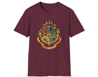 Hogwarts School Crest T-Shirt, Softstyle Cotton, Wizarding World, Harry Potter Fan Gift
