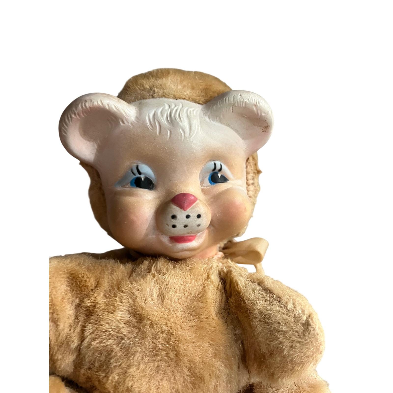 Ruston Midlander Face Vintage Rubber Face Ruston Bear Plush Tan Mohair Style Mid Century ...