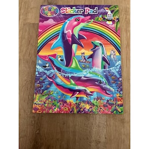 Bloc de pegatinas de Lisa Frank con más de 750 pegatinas: Escenas de juego, Delfín, Arcoíris, Estilo vintage Y2K imagen 1