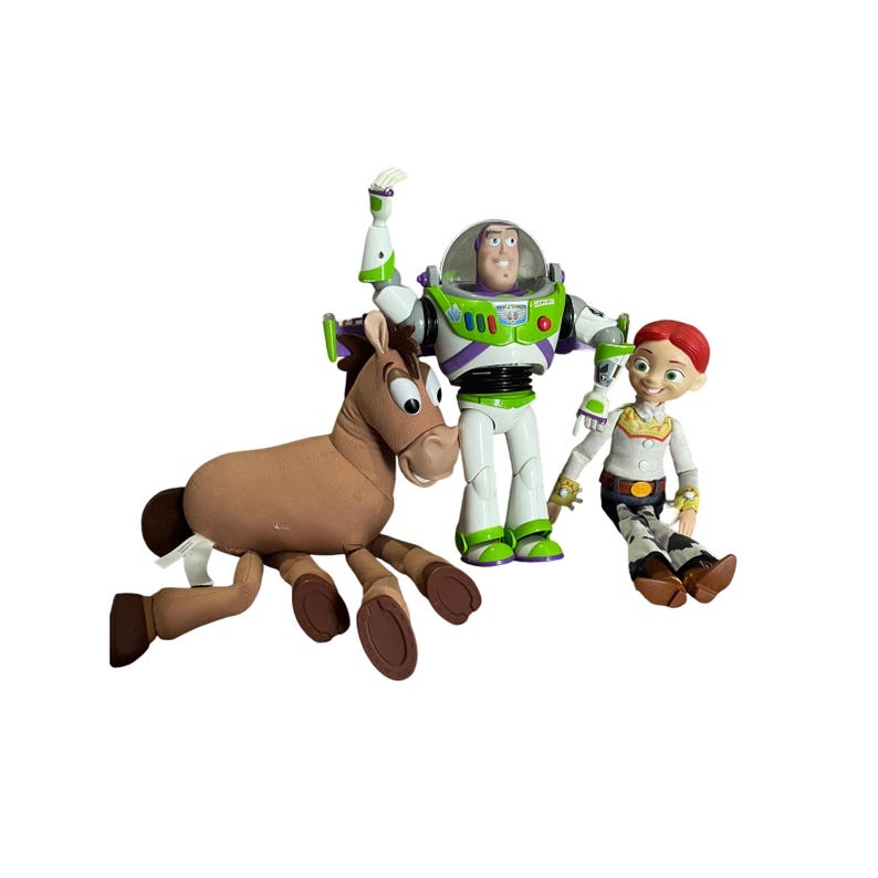 Lote de figuras de Disney Toy Story: Buzz Lightyear, Jessie y Bullseye (Thinkway Toys Works) imagen 1