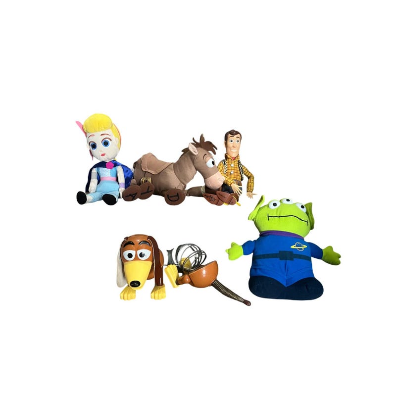 Disney Pixar Toy Story Figure Plush Lot Woody Bullseye Bo Peep Alien Slinky Dog image 1