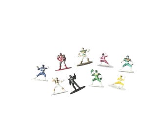 Pack de 9 figuras Power Rangers Jada Toys Nano Metalfigs de metal fundido a presión de 3,8 cm (1,5 pulgadas)