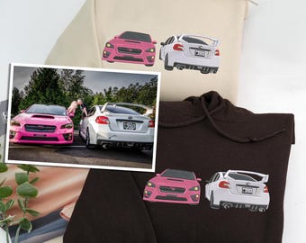 Custom Embroidered Hoodie, Personalized Car Photo Sweatshirt, Couple Matching Gift