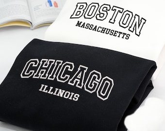 Custom Embroidered Varsity Sweatshirt, Personalized Embroidery Crewneck, College Sweatshirt