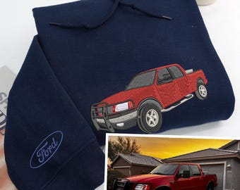 Custom Car Hoodie Embroidered, Personalized Car Embroidery, Truck Hoodie