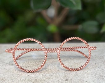 Handmade Pure Copper Tensor Glasses, Quartz Crystal Eyewear, Sacred Geometry Wire Glasses, Meditation Spiritual Gift