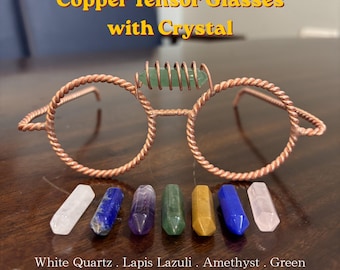 Handmade Copper Tensor Glasses with Chakra Crystal, Twisted Wire Frame, Meditation Eyewear