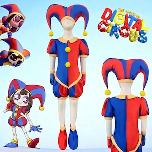 Disfraz de cosplay de Pomni de The Amazing Digital Circus, uniforme, mono, sombrero, mono, disfraz de cosplay para niños y adultos.
