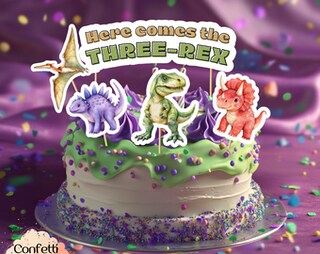 15 Topper Per Torta A Tema Dinosauro – Decorazioni 3D Con Palme – Per Compleanni E Baby Shark