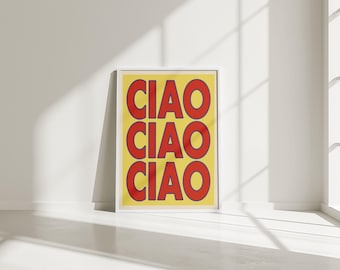 Impressão de citação italiana Ciao: arte de parede com tipografia moderna (download digital)
