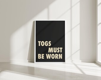 Impressão "Togs Must Be Worn": Pôster da Irish Swim, Placa de Quarenta Pés (Download Digital)