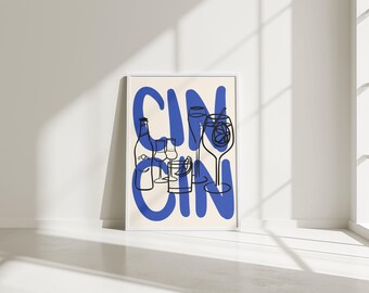 Impressão de coquetel Cin Cin: arte de carrinho de bar italiano (download digital)
