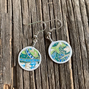 Green Japanese Chiyogami Moons Paper Earrings Paper Jewelry
