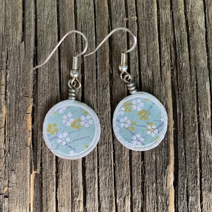 Cherry Blossom Japanese Chiyogami Moons Paper Earrings Paper Jewelry