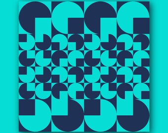 Geometric Circle Pattern Background Green and Blue Colors Digital Wall Decor