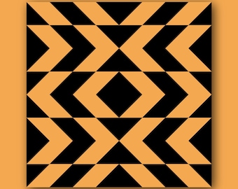 Geometric Triangle Modern Pattern Design Yellow and Black Colors Digital Wall Decor