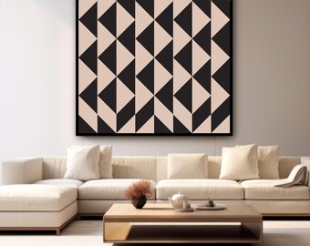 Geometric Triangle Modern Pattern Design Brown and Black Colors Digital Wall Decor