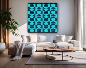 Geometric Minimalist Circle Pattern Design Blue and Green Colors Digital Art