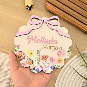 Baby Announcement Sign,Birth Announcement Sign,Pink Bow Baby Name Sign,Welcome Baby Sign Baby Arrival Sign,Newborn Name Sign Newborn Gift