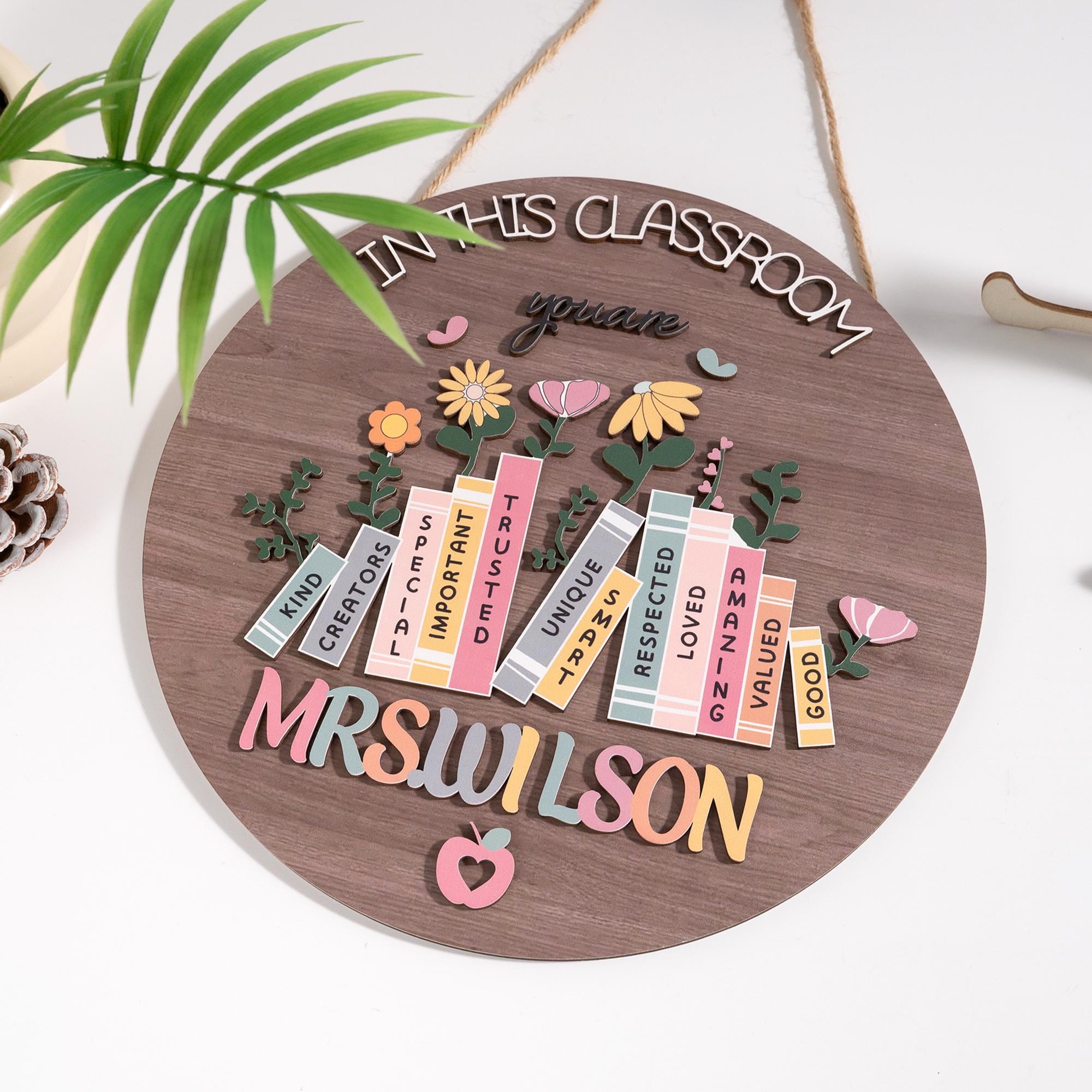 Personalized Teacher Door Sign, Teacher Gifts, Classroom Door Hanger, Welcome Teacher Sign, Teacher Appreciation Sign, Back To School Gift