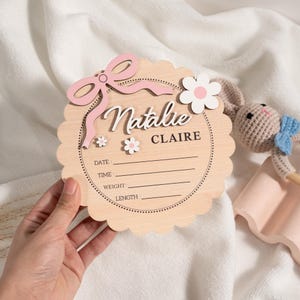 Cartello per annuncio nascita, Cartello per annuncio nascita, Cartello con nome bambino fiocco rosa, Cartello di benvenuto bambino, Cartello per arrivo bambino, Cartello con nome neonato, Regalo neonato
