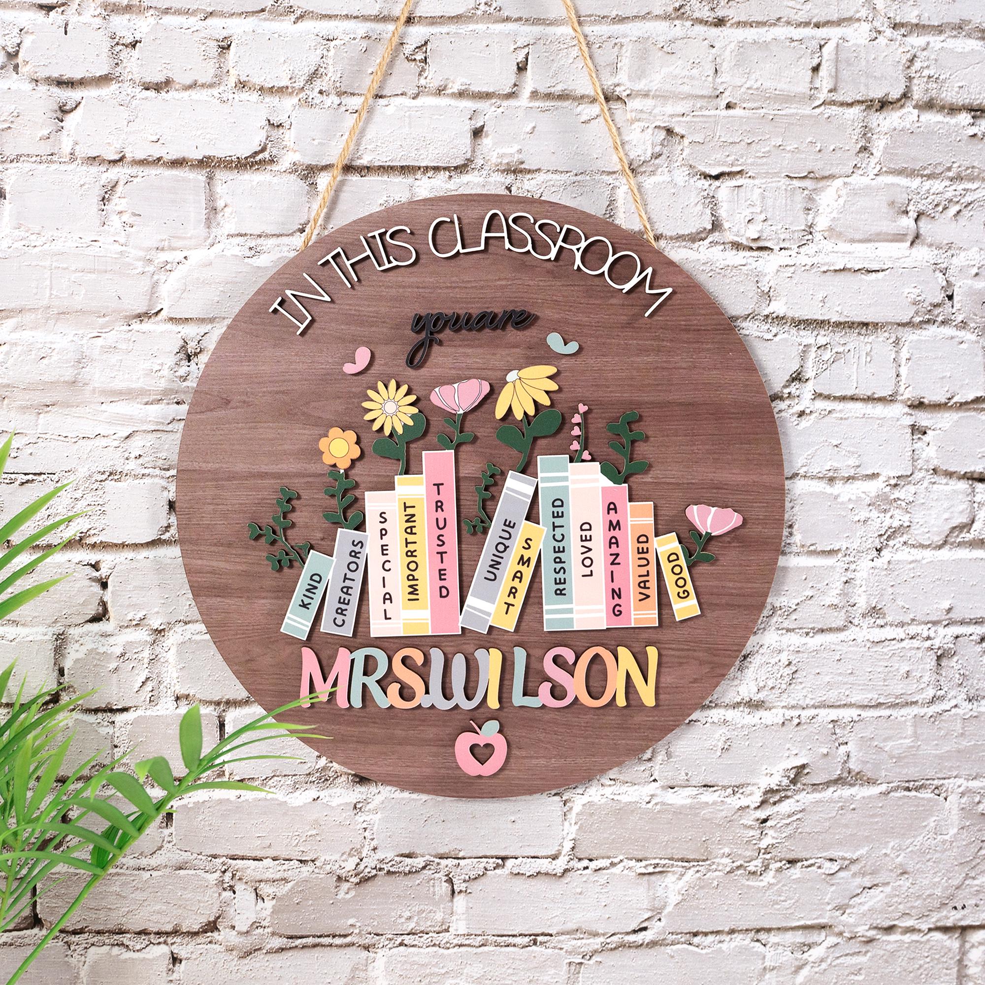 Personalized Teacher Door Sign, Teacher Gifts, Classroom Door Hanger, Welcome Teacher Sign, Teacher Appreciation Sign, Back To School Gift