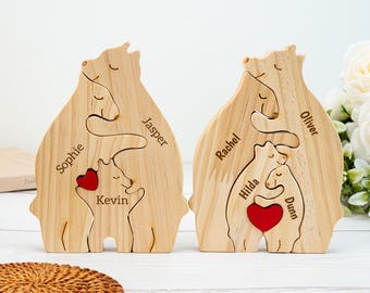 Custom Wooden Bear Puzzle, Father‘s Day Gift, Family Hug Puzzle, Personalized Bear Hug Gift, First Fathers Day Gift, Unique Family Puzzle