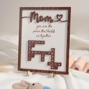 Custom Made Scrabble Family Name Frame, Mothers Day Gift, Personalized Gift for Mom, Family of Tree, Crossword Scrabble Frame, Wood Sign