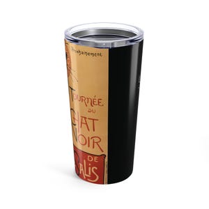 Le Chat Noir Black Coffee 20oz Tumbler, Elegant Drinkware Unique Gift, Home Barware, Travel Cup, French Coffee Lover's Francophile Art Lover image 3