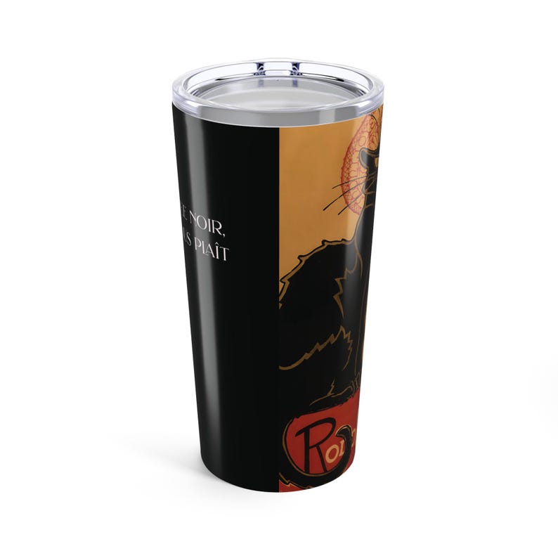 Le Chat Noir Black Coffee 20oz Tumbler, Elegant Drinkware Unique Gift, Home Barware, Travel Cup, French Coffee Lover's Francophile Art Lover image 4