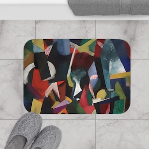 Abstract Art Bath Mat, Colorful Bathroom Decor, Modern Home Accessory, Unique Gift for Art Lovers, Contemporary Floor Mat