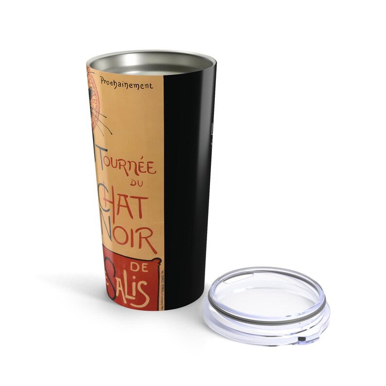 Le Chat Noir Black Coffee 20oz Tumbler, Elegant Drinkware Unique Gift, Home Barware, Travel Cup, French Coffee Lover's Francophile Art Lover image 5