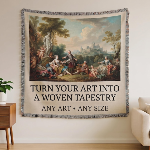 Custom Woven Tapestry From Your Artwork, Personalized Wall Hanging, Custom Art Tapestry, Jacquard Woven Blanket, Custom Size